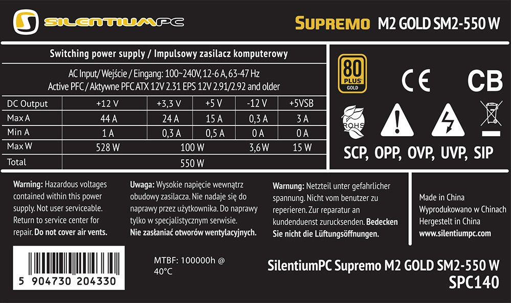 SilentiumPC Supremo M2 Gold 550W