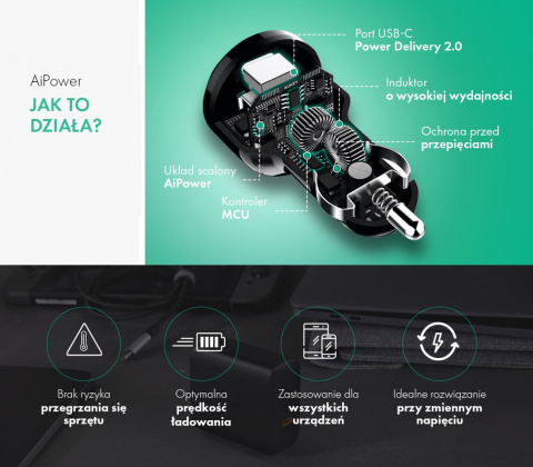 Ładowarka samochodowa Aukey CC-T11 42W 3xUSB AiPower Quick Charge 3.0 Ładowarka samochodowa Aukey CC-T11 42W 3xUSB AiPower Quick Charge 3.0