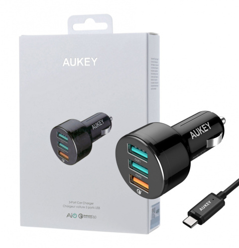 Ładowarka samochodowa Aukey CC-T11 42W 3xUSB AiPower Quick Charge 3.0 Ładowarka samochodowa Aukey CC-T11 42W 3xUSB AiPower Quick Charge 3.0
