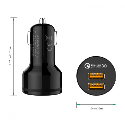 Ładowarka samochodowa Aukey CC-T8 2x USB 36 W Ładowarka samochodowa Aukey CC-T8 2x USB 36 W