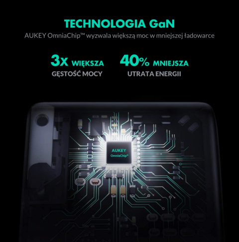 Ładowarka sieciowa Aukey Omnia GAN PA-B3 65W USB-C Power Delivery 3.0 Ładowarka sieciowa Aukey Omnia GAN PA-B3 65W USB-C Power Delivery 3.0