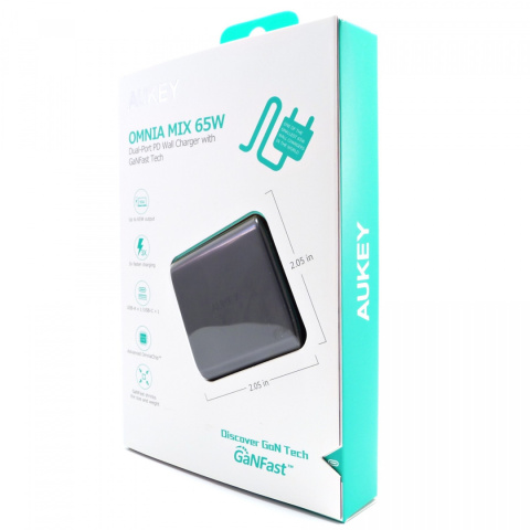 Ładowarka sieciowa Aukey Omnia GAN PA-B3 65W USB-C Power Delivery 3.0 Ładowarka sieciowa Aukey Omnia GAN PA-B3 65W USB-C Power Delivery 3.0