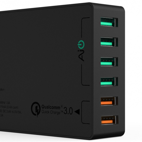 Ładowarka sieciowa Aukey PA-T11 60W 6xUSB AiPower Quick Charge 3.0 Ładowarka sieciowa Aukey PA-T11 60W 6xUSB AiPower Quick Charge 3.0