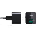 Ładowarka sieciowa Aukey PA-U32 12W 2xUSB-A AiPower