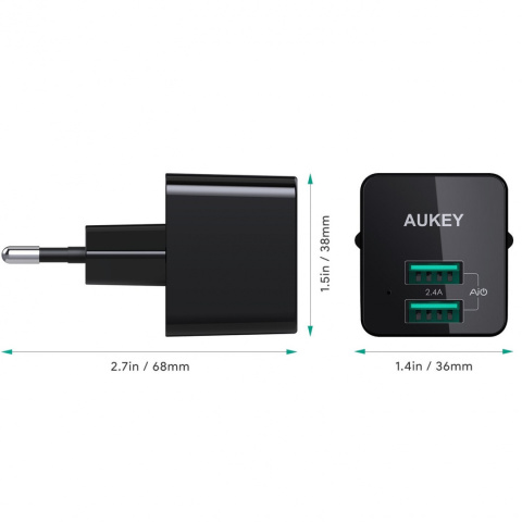 Ładowarka sieciowa Aukey PA-U32 12W 2xUSB-A AiPower Ładowarka sieciowa Aukey PA-U32 12W 2xUSB-A AiPower