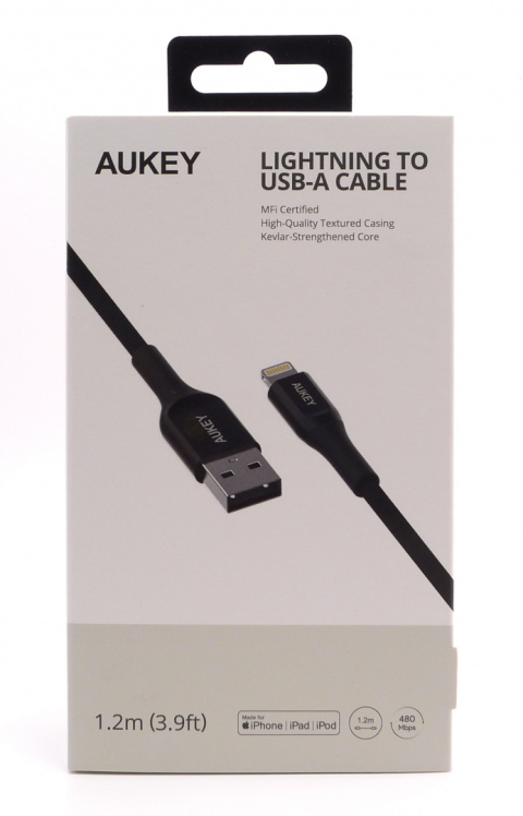Ultraszybki kabel Aukey CB-AKL1 Kevlarowy Czarny USB - Lightning Ultraszybki kabel Aukey CB-AKL1 Kevlarowy Czarny USB - Lightning