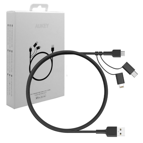 Ultraszybki kabel Aukey CB-BAL5 3w1 USB - USB Micro, USB - USB-C, USB - Lightning Ultraszybki kabel Aukey CB-BAL5 3w1 USB - USB Micro, USB - USB-C, USB - Lightning