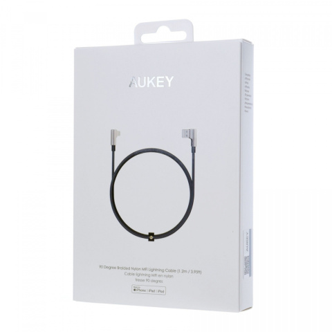 Ultraszybki kabel Aukey CB-BAL6 Czarny 90° USB - Lightning Ultraszybki kabel Aukey CB-BAL6 Czarny 90° USB - Lightning