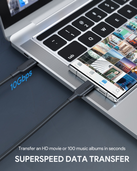 Ultraszybki kabel Aukey CB-CD23 USB-C 100W 4k@30Hz 1m Ultraszybki kabel Aukey CB-CD23 USB-C 100W 4k@30Hz 1m