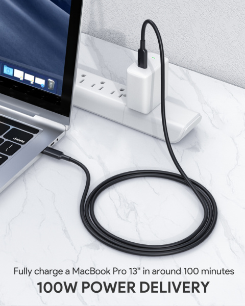 Ultraszybki kabel Aukey CB-CD23 USB-C 100W 4k@30Hz 1m Ultraszybki kabel Aukey CB-CD23 USB-C 100W 4k@30Hz 1m
