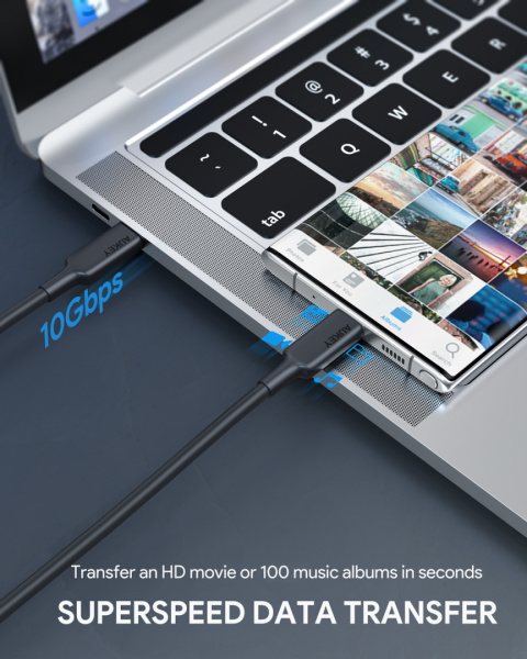 Ultraszybki kabel Aukey CB-CD23 USB-C 100W 4k@30Hz 1m Ultraszybki kabel Aukey CB-CD23 USB-C 100W 4k@30Hz 1m