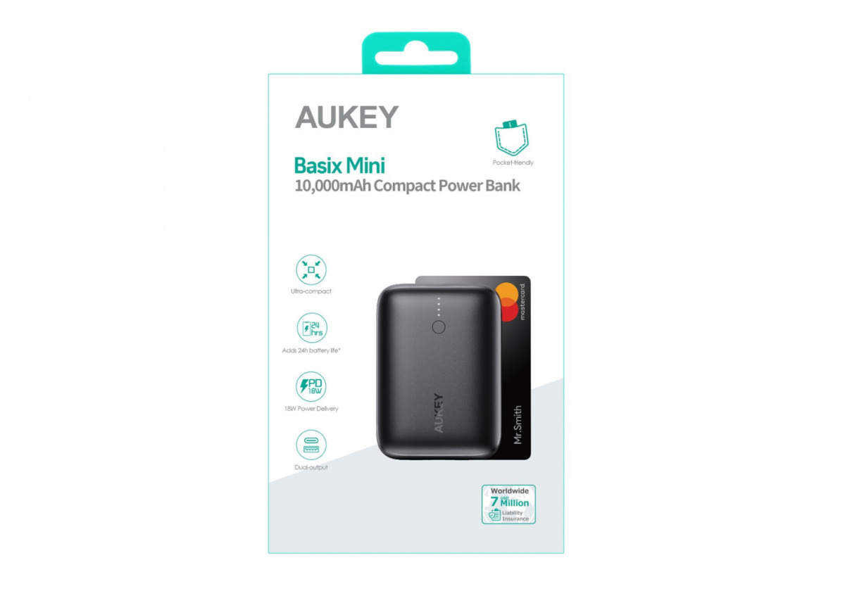 Ładowarka Aukey PB-N83 Basix Mini USB C czarna 10000 mAh