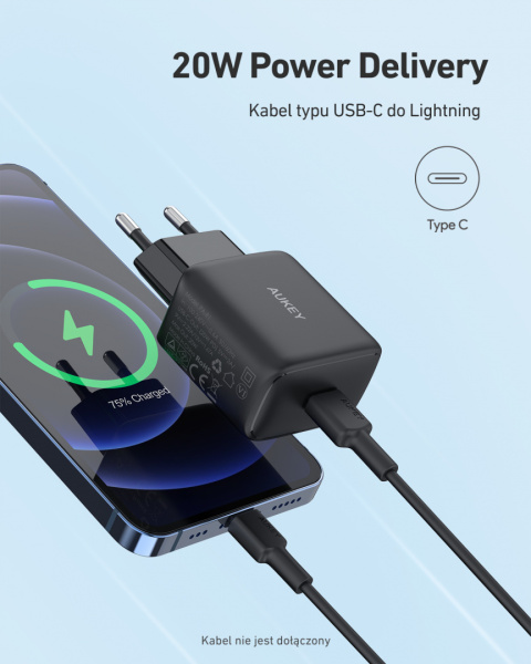 Szybka ładowarka Aukey PA-R1 20W Power Delivery Szybka ładowarka Aukey PA-R1 20W Power Delivery
