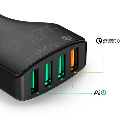 Ładowarka samochodowa Aukey CC-T9 4x USB-A 54 W Ładowarka samochodowa Aukey CC-T9 4x USB-A 54 W