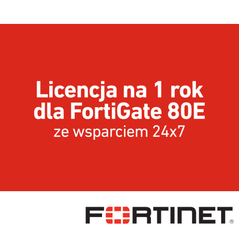 Licencja na 1 rok dla FortiGate 80E ze wsparciem 24x7 (FC-10-00E80-950-02-12) Licencja na 1 rok dla FortiGate 80E ze wsparciem 24x7 (FC-10-00E80-950-02-12)