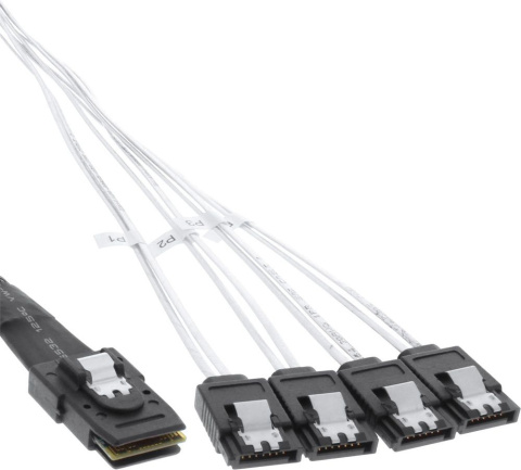 Kabel InLine SAS (OCR), 1 x Mini-SAS do 4 x SATA, czarny, 0,75 m Kabel InLine SAS (OCR), 1 x Mini-SAS do 4 x SATA, czarny, 0,75 m