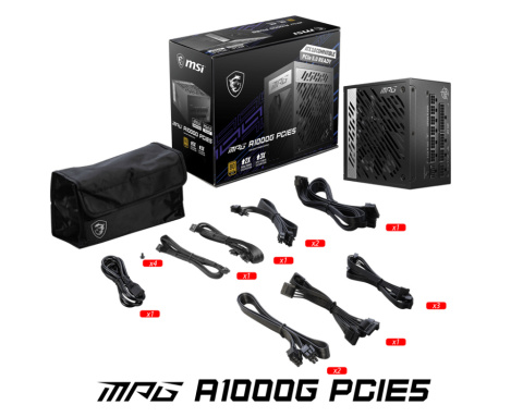 Zasilacz MSI MPG A1000G PCIe5.0 1000W 80 Plus Gold Zasilacz MSI MPG A1000G PCIe5.0 1000W 80 Plus Gold