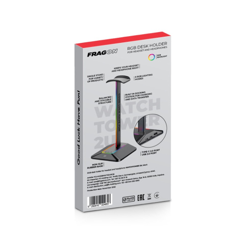Stojak na słuchawki FragON Watchtower 2U RGB black Stojak na słuchawki FragON Watchtower 2U RGB black