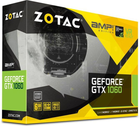 Karta graficzna Zotac GeForce GTX 1060 AMP! 6GB GDDR5 (ZT-P10600B-10M) Karta graficzna Zotac GeForce GTX 1060 AMP! 6GB GDDR5 (ZT-P10600B-10M)