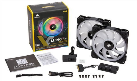 Wentylator Corsair LL140 RGB LED Static Pressure, 140 mm, PWM, dwupak Wentylator Corsair LL140 RGB LED Static Pressure, 140 mm, PWM, dwupak