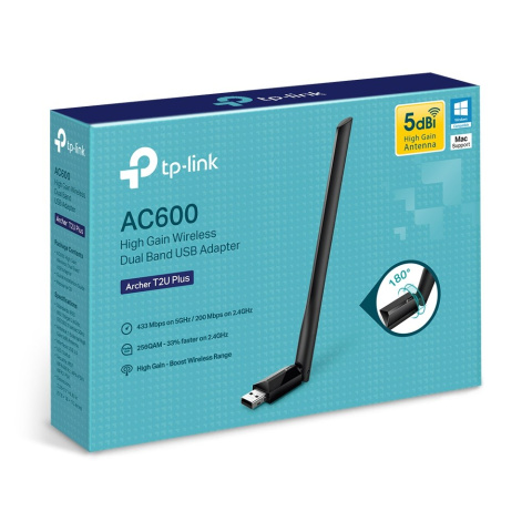 Karta sieciowa TP-Link Archer T2U Plus (600Mb/s a/b/g/n/ac) DualBand Karta sieciowa TP-Link Archer T2U Plus (600Mb/s a/b/g/n/ac) DualBand