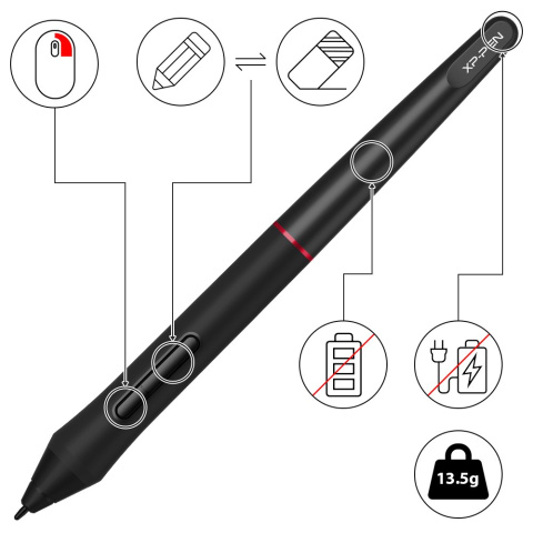Piórko XP-Pen PA2 Artist + 5 wymiennych wkładów Piórko XP-Pen PA2 Artist + 5 wymiennych wkładów