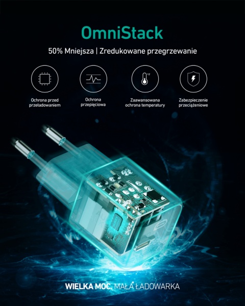 Ładowarka sieciowa Aukey Omnia Mini PA-B1-W 20W USB-C PD