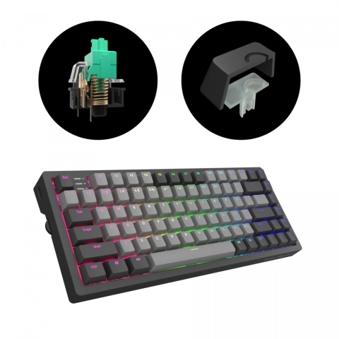 Klawiatura Dark Project KD83A Black/Grey PBT Mech Gateron Cap Teal