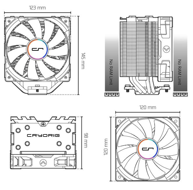 Cryorig H7 Quad Lumi Wymiary